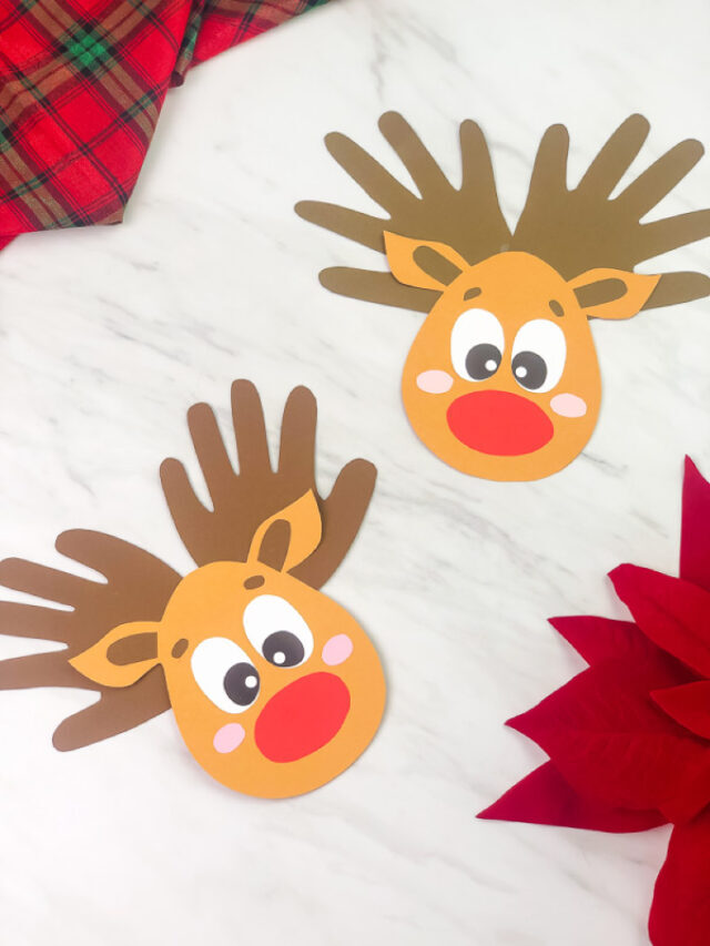 Handprint Reindeer Craft For Kids [Free Template] Story