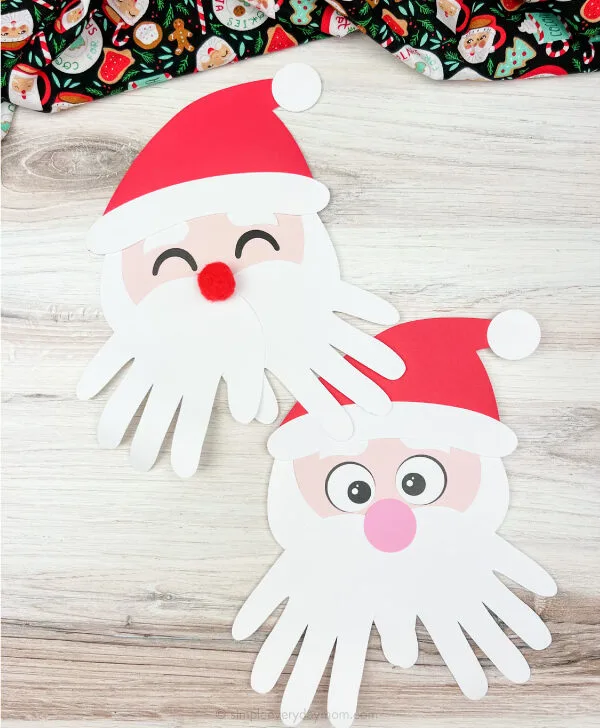 2 Santa handprint crafts