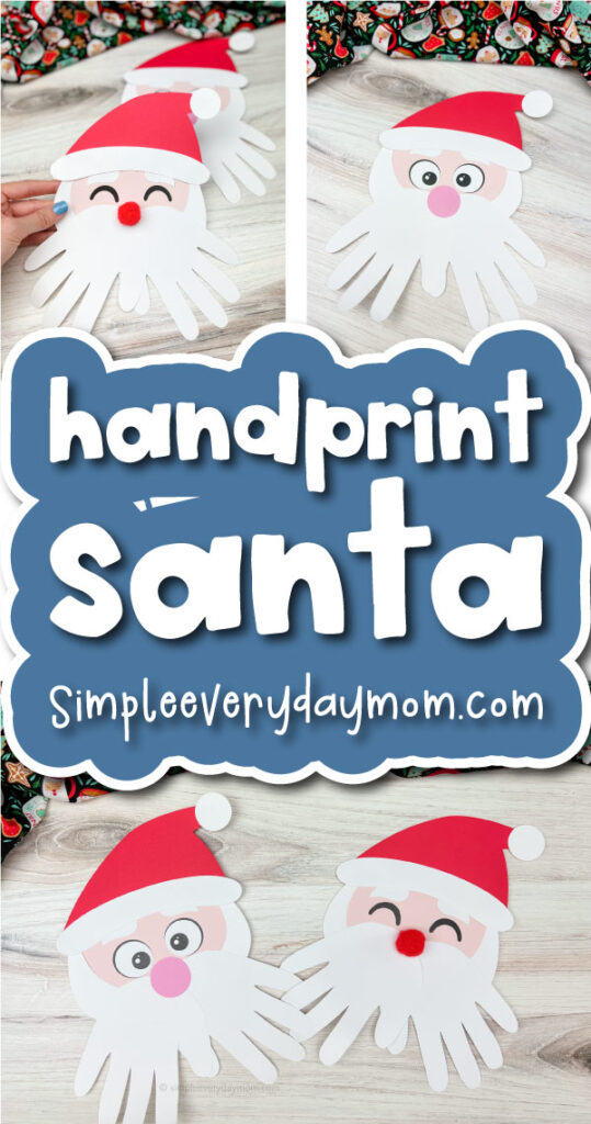 Santa kids' craft image collage with the words handprint Santa