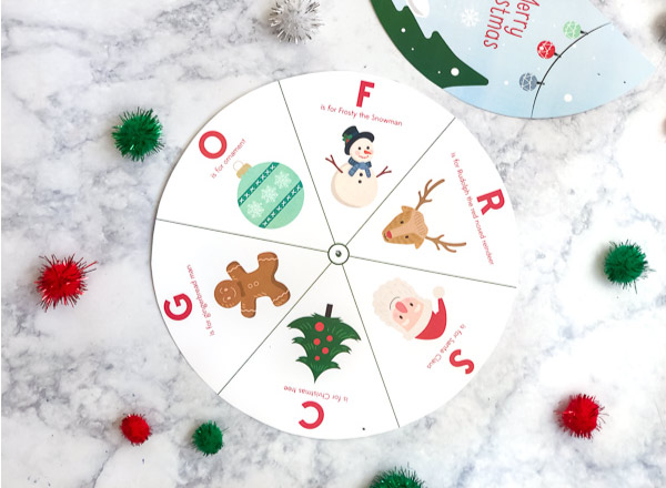 Printable Christmas Activities For Kids | Download this free printable coloring page wheel for easy Christmas fun. #kidscrafts #kids #kidsandparenting