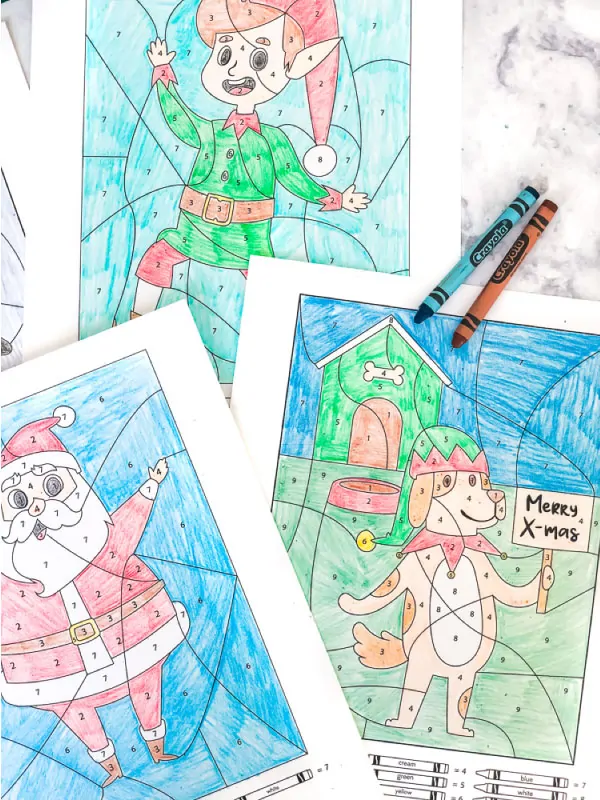 Christmas Color By Number Worksheet | Use these printable coloring pages this Christmas to entertain and teach kids! #earlychildhood #ideasforkids #kidsactivities #kindergarten #firstgrade #homeschool