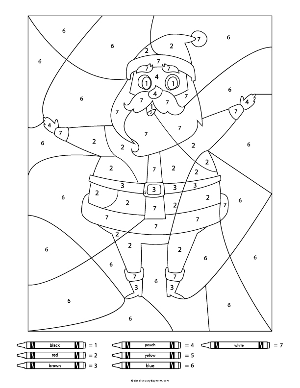 Christmas Color By Numbers | Kids will love this simple Christmas activity. #christmas #coloringpage #santa #kidsactivities