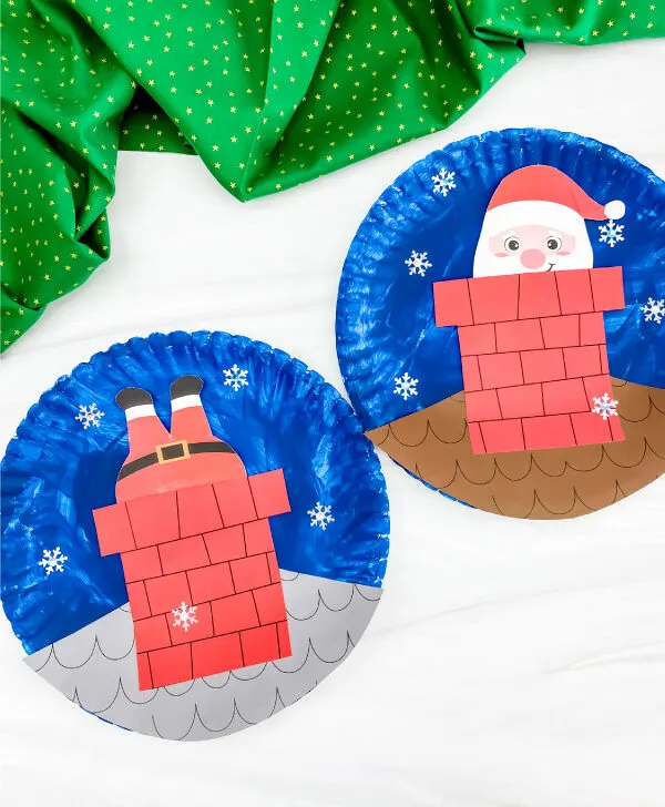 2 paper plate Santa crafts