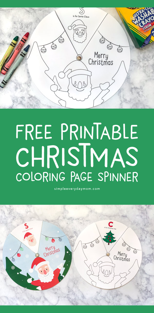 Free Printable Christmas Activity For Kids | Download this free coloring page spinner for kids. It's perfect for preschool, prek and kindergarten children. #christmas #christmascrafts #kids #kidsandparenting