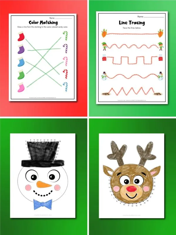 collage of preschool christmas activities