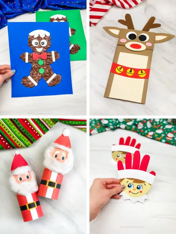 kids Christmas crafts image collage