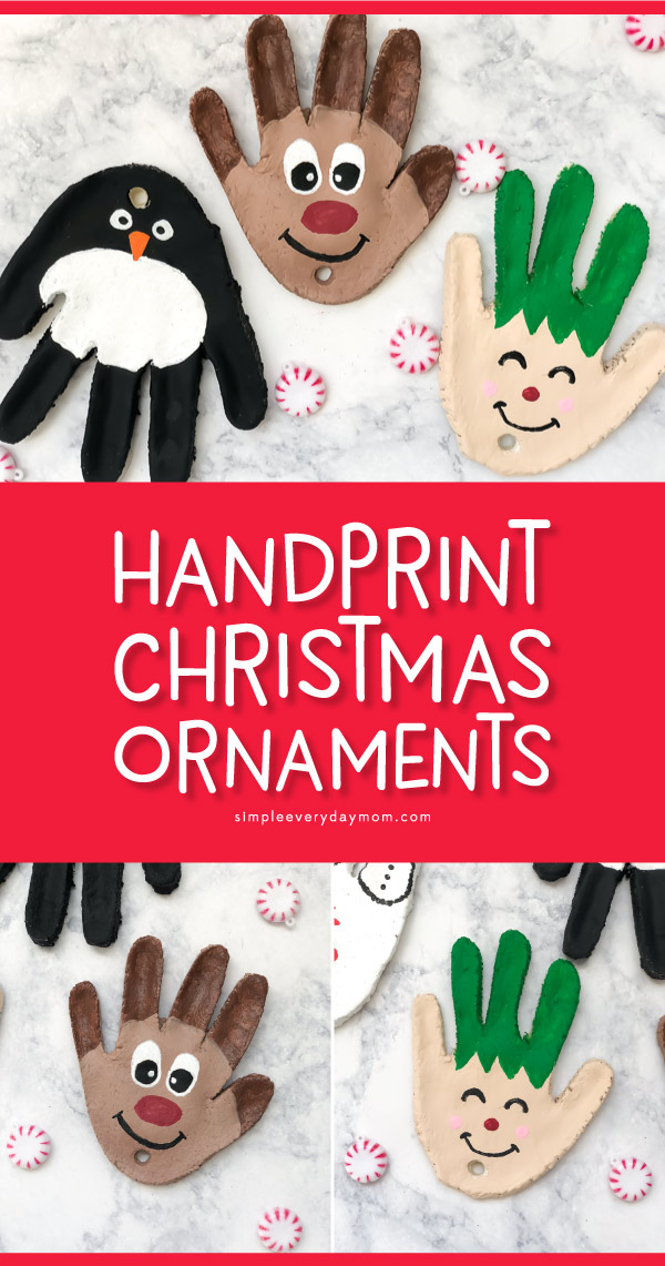Handprint Salt Dough Ornaments | Make these fun DIY Christmas ornaments with your kids this winter time! They're the perfect keepsake for parents and grandparents. #kids #christmascrafts #christmascraftsforkids #saltdoughornaments #craftsforkids