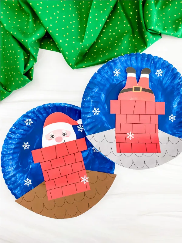 2 paper plate Santa crafts