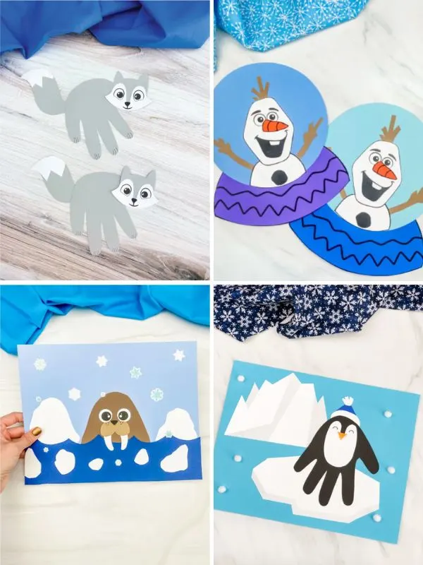 collage of ideas for winter crafts