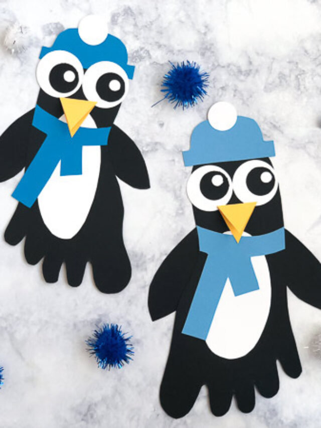 Cute Footprint Penguin Craft For Kids [Free Template] Story