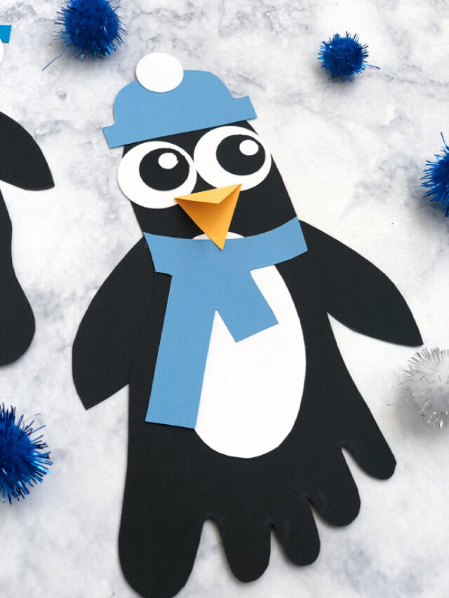 Cute Footprint Penguin Craft For Kids [Free Template] Story