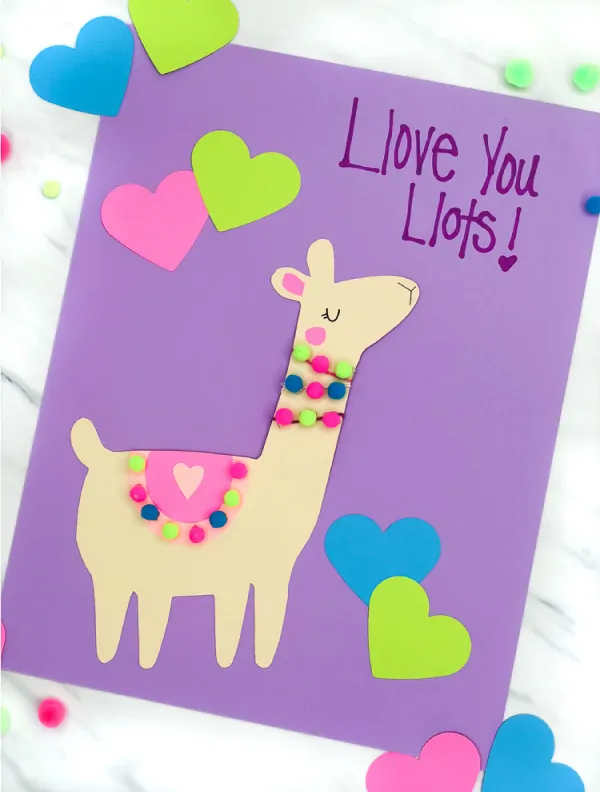 Llama Valentine Craft For Kids [Free Template]
