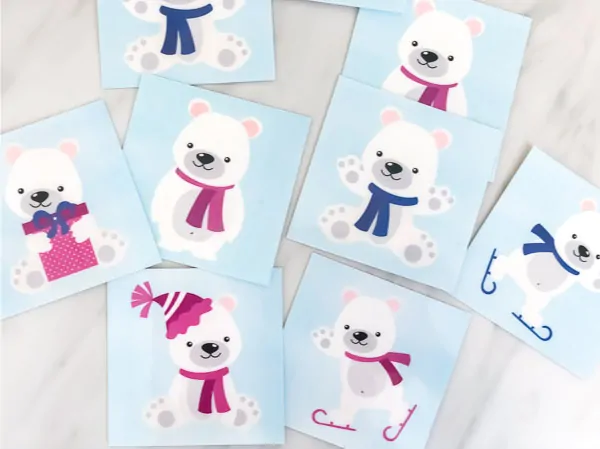 Free Printable Polar Bear Matching Game #kids #kidsandparenting #ece #preschool #prek