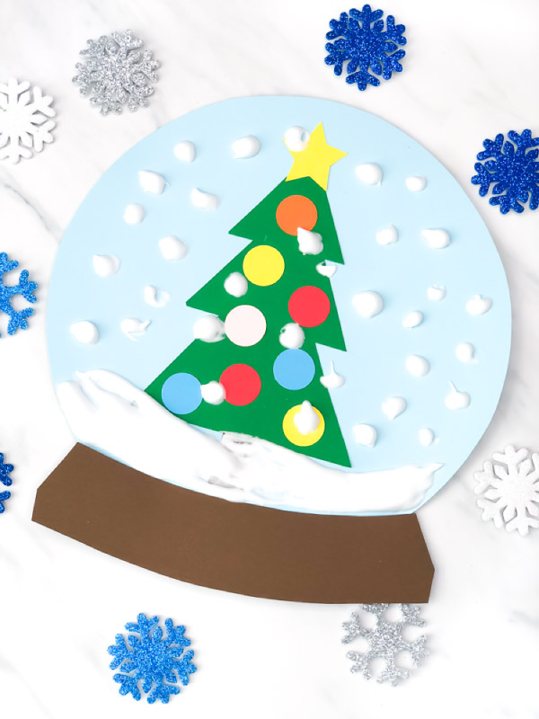 Puffy Paint Snowglobe Craft For Kids [Free Template]