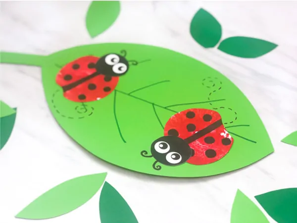 ladybug craft on a leaf