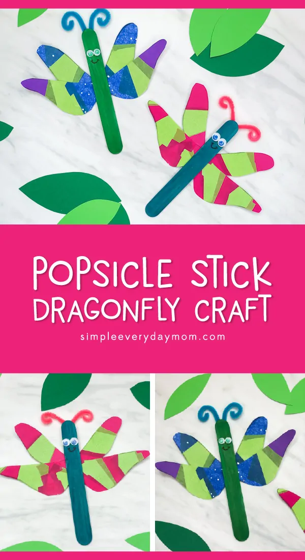 Bug Craft For Kids | This dragonfly activity is simple and fun for kids to make and is great for at home or in the classroom. #preschool #prek #teachingkindergarten #students #teacher #ece #earlychildhood #bugs #insects #springcrafts #craftsforkids #kidscrafts 