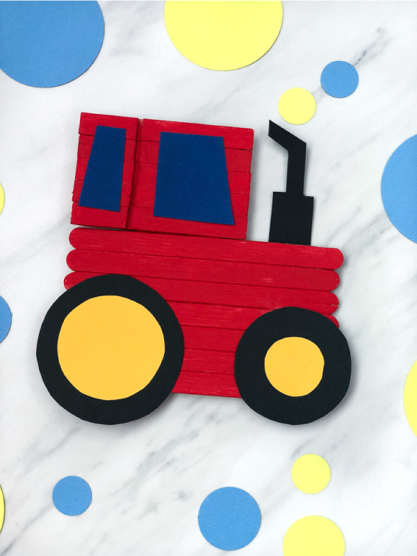 Tractor Craft For Kids | Boys and girls will love making this fun tractor that comes with a free printable template. Make them John Deere green, red or any color you'd like! #kids #kidsactivities #kidscrafts #craftsforkids #popsiclestickcrafts #elementary #teacher #teaching #farm #ideasforkids #kidsdiy