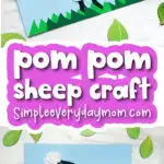sheep craft image collage with the words pom pom sheep craft