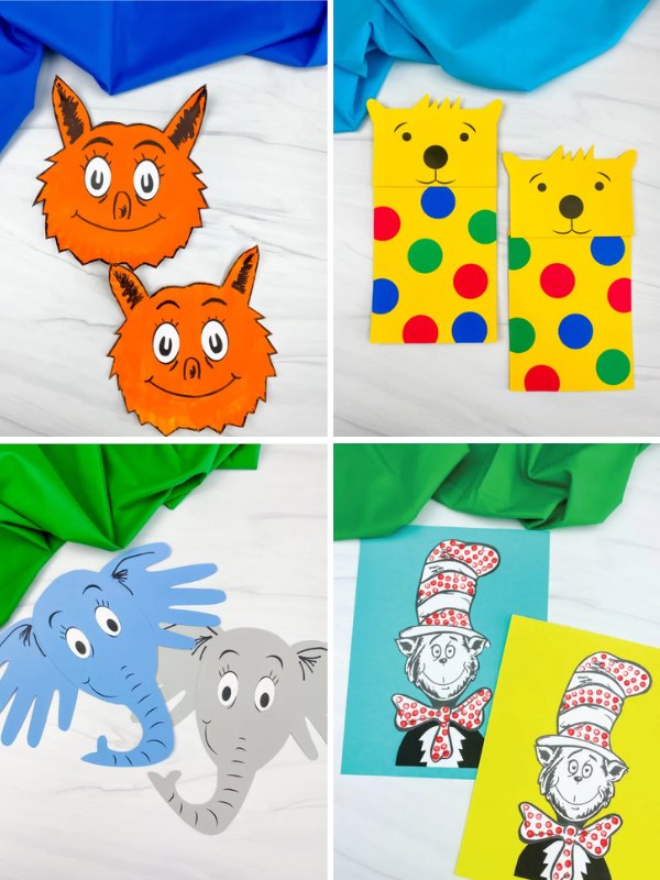 collage image of Happy Birthday Dr. Seuss Crafts