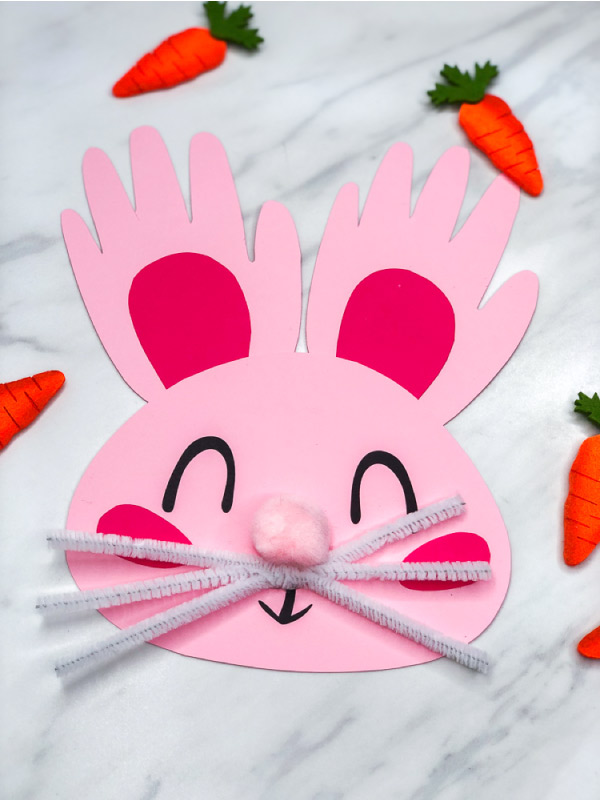 Bunny Craft For Kids | Make this easy handprint bunny rabbit for Easter or just for fun! It's great for using at home or in the classroom. #kids #toddlers #artprojects #bunnycrafts #craftsforkids #earlychildhood #teacher #teaching #ideasforkids #easter 