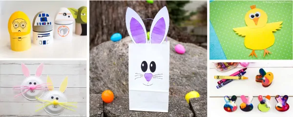 Easter Art Projects | Kids will have a blast making any one of these simple and fun Easter crafts. #kids #kidsactivities #easter #eastercrafts #bunnycrafts #chickcrafts #activitiesforkids #preschool #toddlers #prek