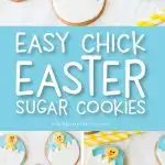 Easy Chick Easter Egg Sugar Cookies | Kids will love helping make these cute hatching chick cookies this spring. #easter #eastercookies #sugarcookies #bakingwithkids #cookiedecorating #cookierecipes #bakingrecipes #simpleeverydaymom #bakingwithkids #desserts #dessertfoodrecipes #dessertrecipes #dessertideas #cookingwithkids