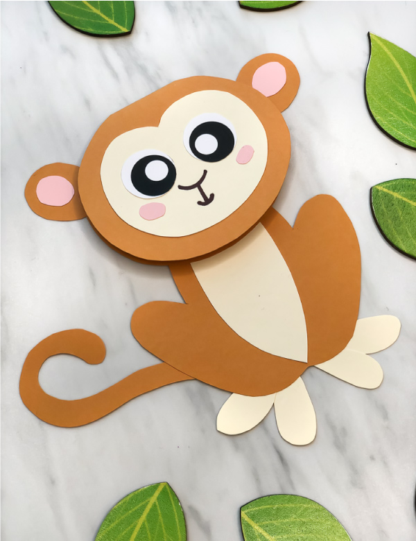 Jungle Animal Craft For Kids | Learn how to make this adorable monkey card craft that's great for Father's Day, Mother's Day or birthdays! #preschool #elementary #teachingkindergarten #teacher #junglecrafts #homemadecards #monkeycrafts #zoocrafts #kidsactivities #kidsandparenting