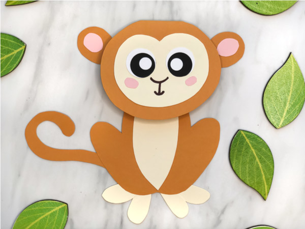 Jungle Animal Craft For Kids | Learn how to make this adorable monkey card craft that's great for Father's Day, Mother's Day or birthdays! #preschool #elementary #teachingkindergarten #teacher #junglecrafts #homemadecards #monkeycrafts #zoocrafts #kidsactivities #kidsandparenting