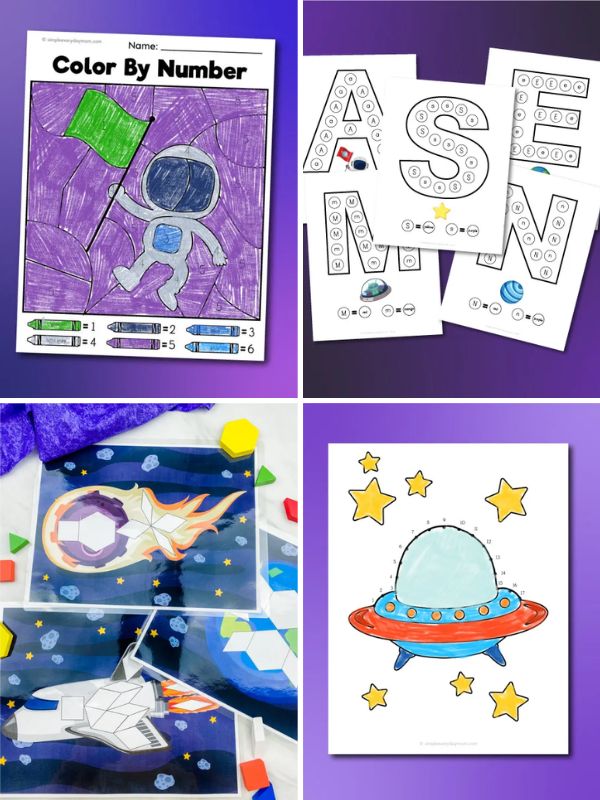 collage of space activities for kids