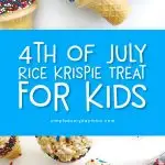Patriotic Dessert Ideas For Kids | These 4th of July rice krispie treats are easy and fun for kids to make, plus they won't melt! #kids #cookingwithkids #bakingwithkids #nobakedessert #dessertideas #partyfood #holidayrecipes #ricekripsietreats