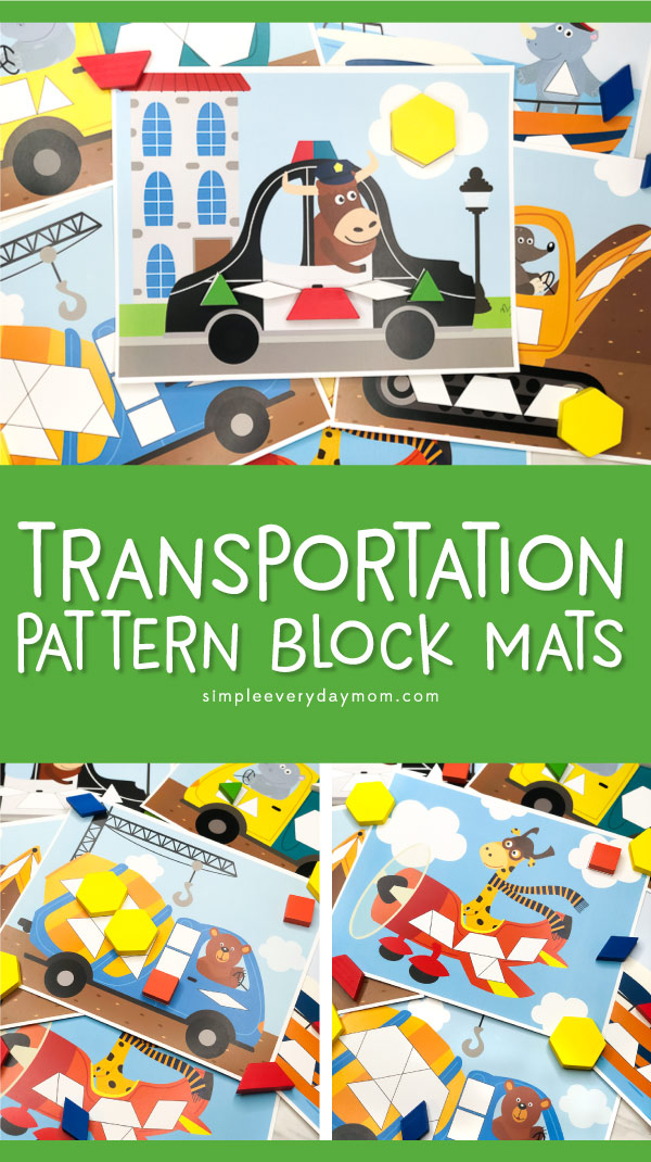 Transportation Pattern Block Mats | Download and print these puzzle mats to use in preschool or kindergarten. They're great for math centers and for learning shapes, patterns and more. #kids #kidscrafts #kidsactivities #kidsactivity #patternblockmats #stem #mathactivities #mathcenters #preschool #preschoolactivities #preschoolers #kindergarten #elementary #teacher #homeschool