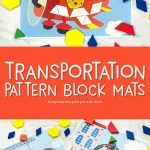 Transportation Pattern Block Mats | Download and print these puzzle mats to use in preschool or kindergarten. They're great for math centers and for learning shapes, patterns and more. #kids #kidscrafts #kidsactivities #kidsactivity #patternblockmats #stem #mathactivities #mathcenters #preschool #preschoolactivities #preschoolers #kindergarten #elementary #teacher #homeschool