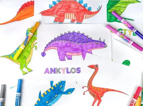 5 dinosaur coloring pages for kids