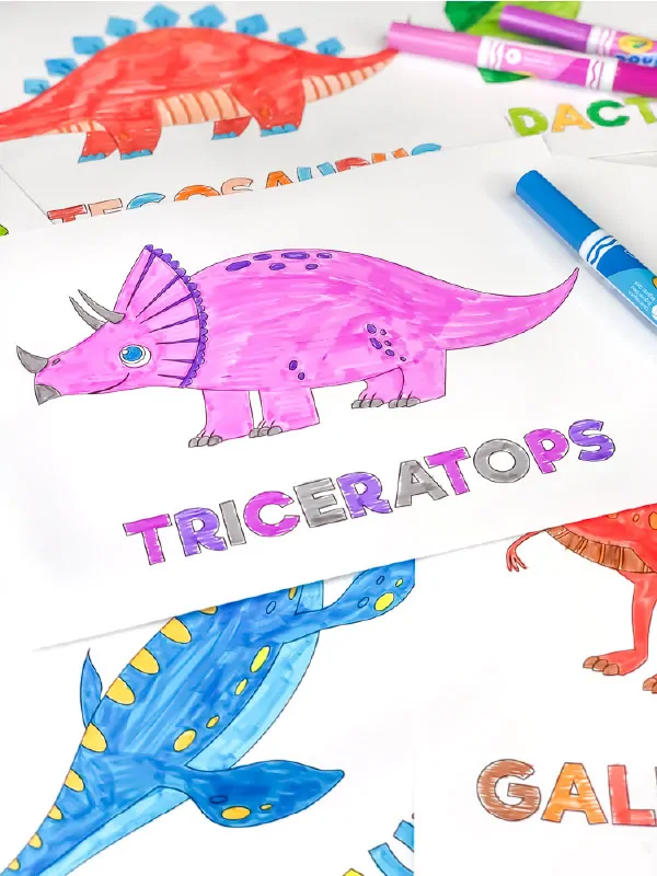 pink and purple triceratops coloring page
