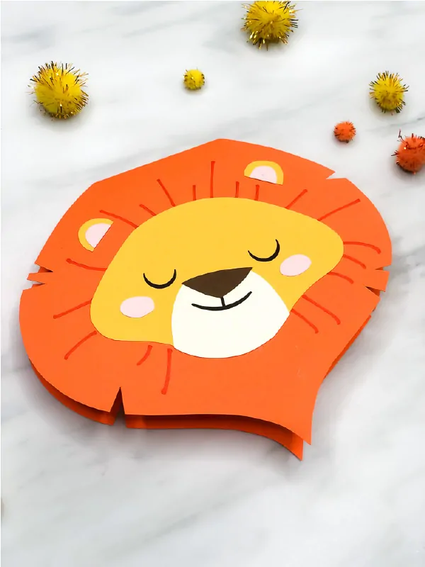 Closeup of paper lion card