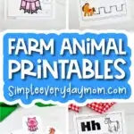 farm animal printables image collage with the words farm animal printables