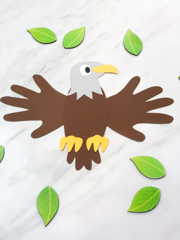 Handprint Bald Eagle Craft For Kids [Free Template]