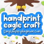 handprint bald eagle image collage with the words handprint eagle craft