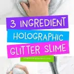 silver holographic glitter slime