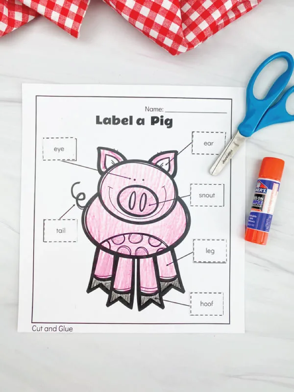 label a pig worksheet