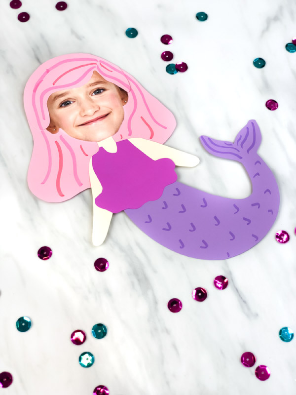 pink haired mermaid paper craft 