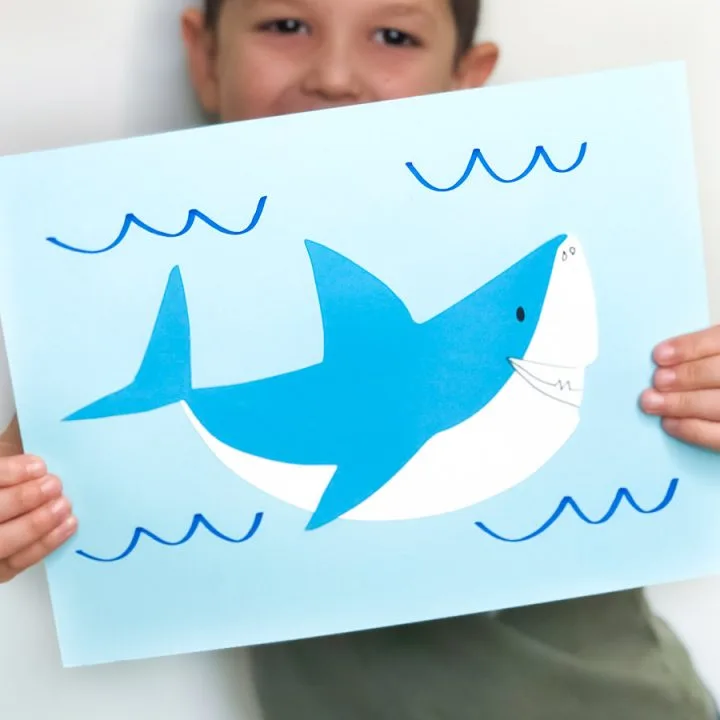 child holding shark craft