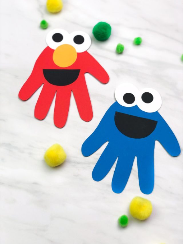Handprint Cookie Monster & Elmo Craft For Kids Story