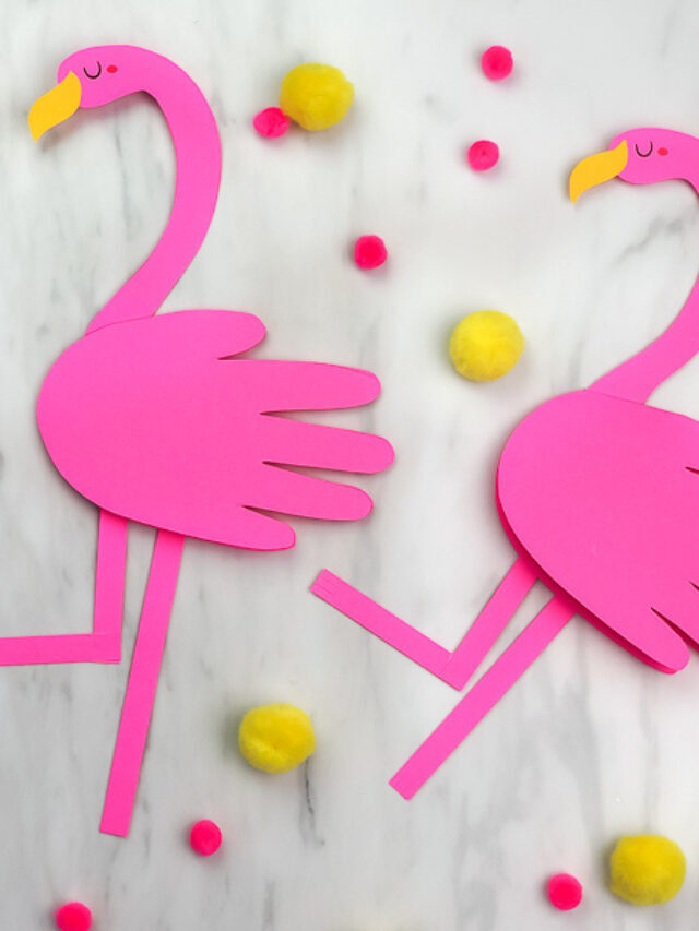 Handprint Flamingo Card Craft For Kids [Free Template] Story