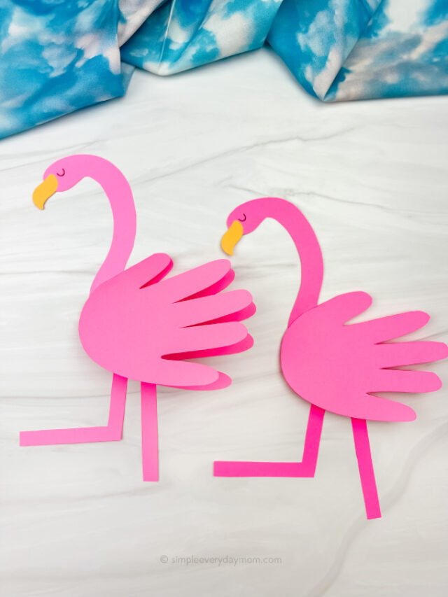 Handprint Flamingo Card Craft For Kids [Free Template] Story