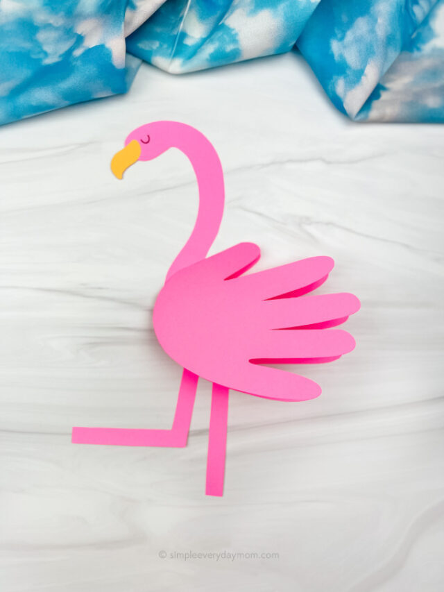 Handprint Flamingo Card Craft For Kids [Free Template] Story