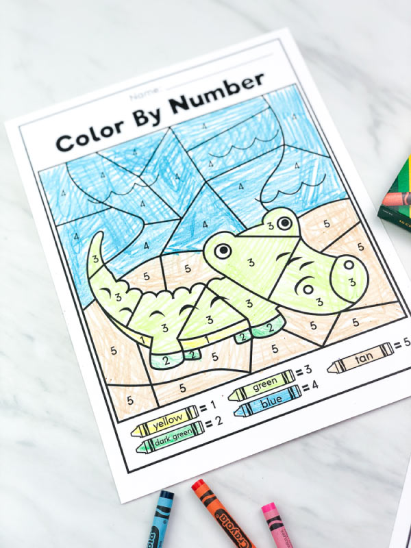 alligator color by number printable