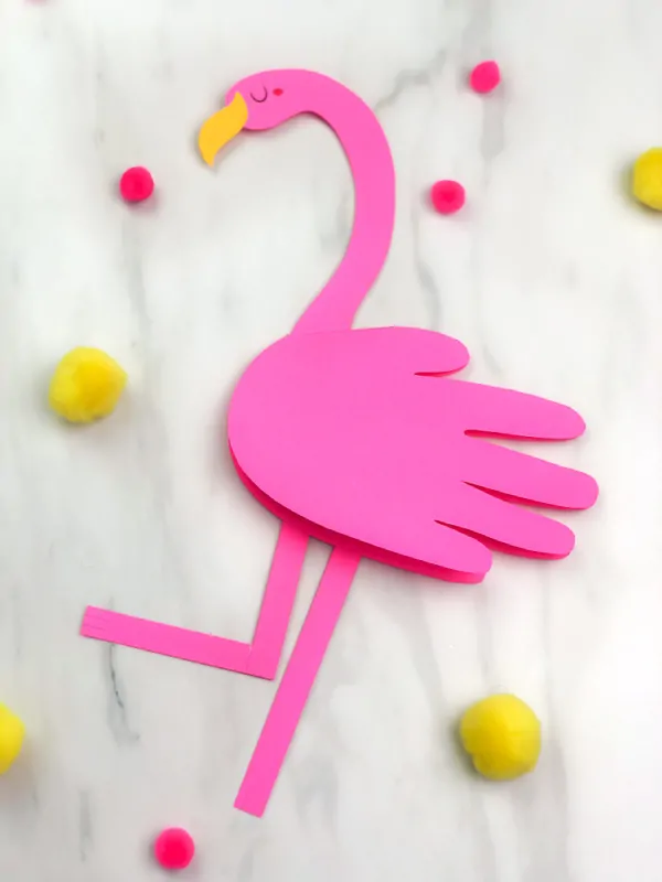 handprint flamingo card craft