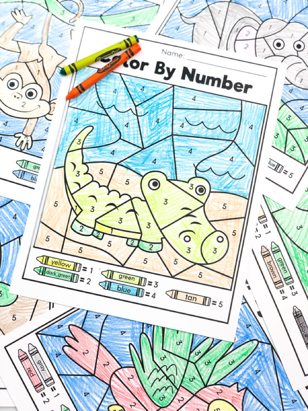 animal color by number printables