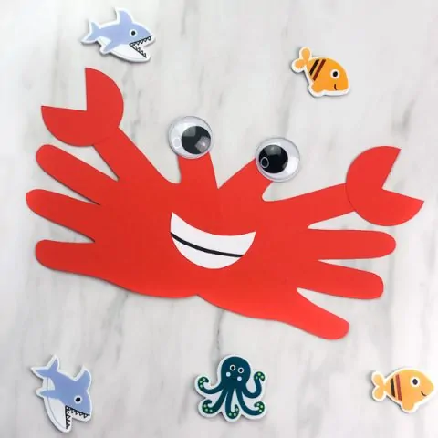 single example of finished handprint crab
